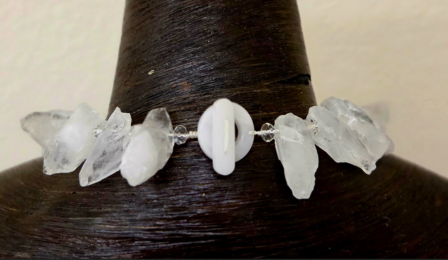 White Branch Quartz Crystal Statement Necklace - Artisan