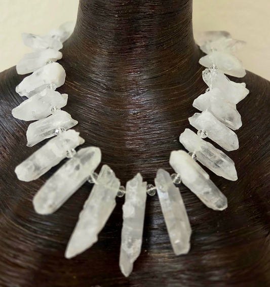 White Branch Quartz Crystal Statement Necklace - Artisan