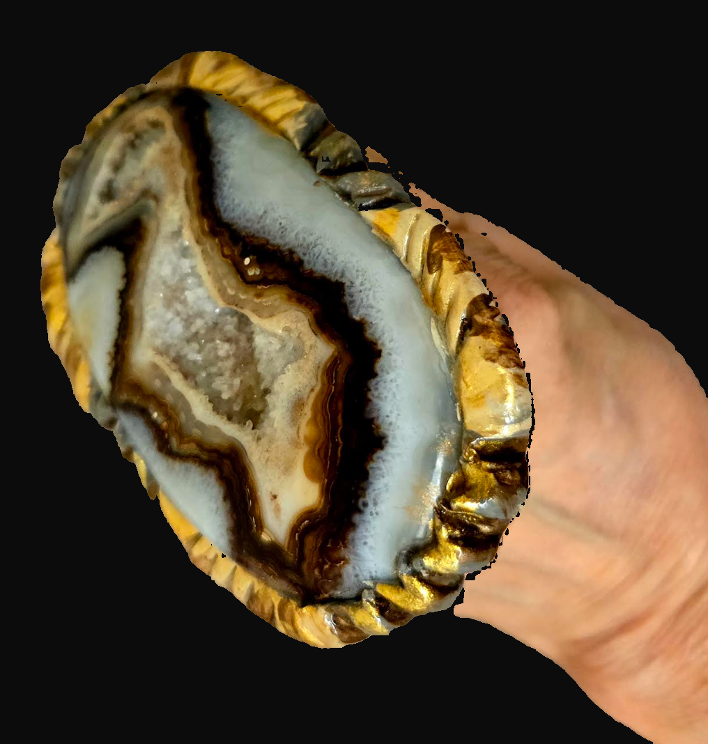 Earth Tone Druzy Agate Adjustable Statement Hand Ring - Showstopper