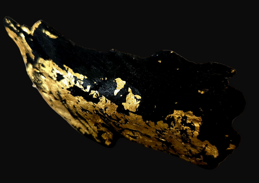 Black Driftwood & Gold Leaf High Art Concept Statement Ring - Unisex