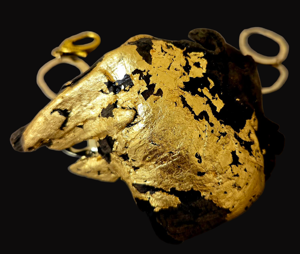 Driftwood & Gold Leaf Haute Couture Statement Cuff and Adjustable Ring Set