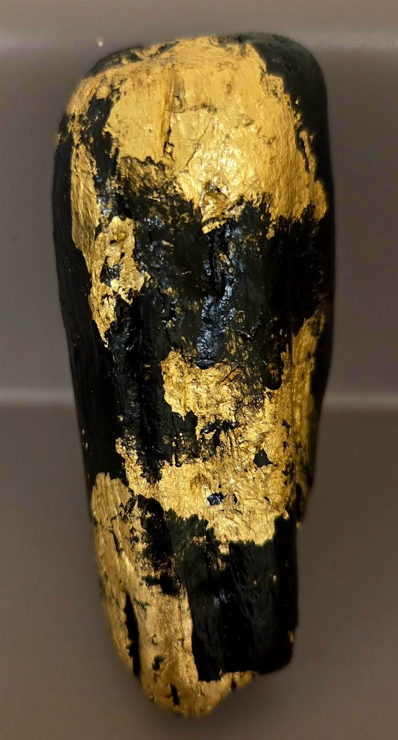 Oversized Black Driftwood & Gold Leaf Androgynous Adjustable Ring - OOAK Art