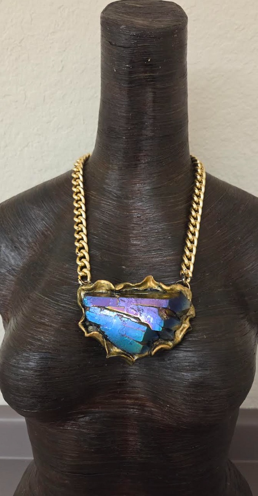 Rainbow Quartz Pendant - Flashy Luxury Artisan Statement