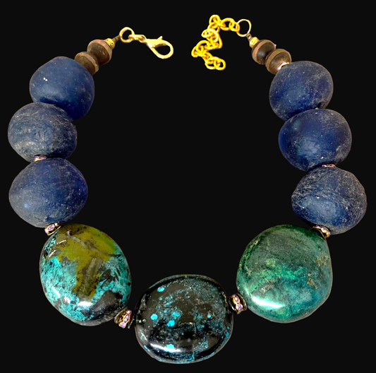 Hubei Turquoise Bold Boulder Choker - Ode to Iris Apfel Style