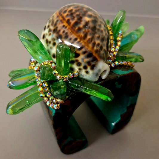 Cowrie Shell Leopard Cuff - Wild Exotic Showstopper