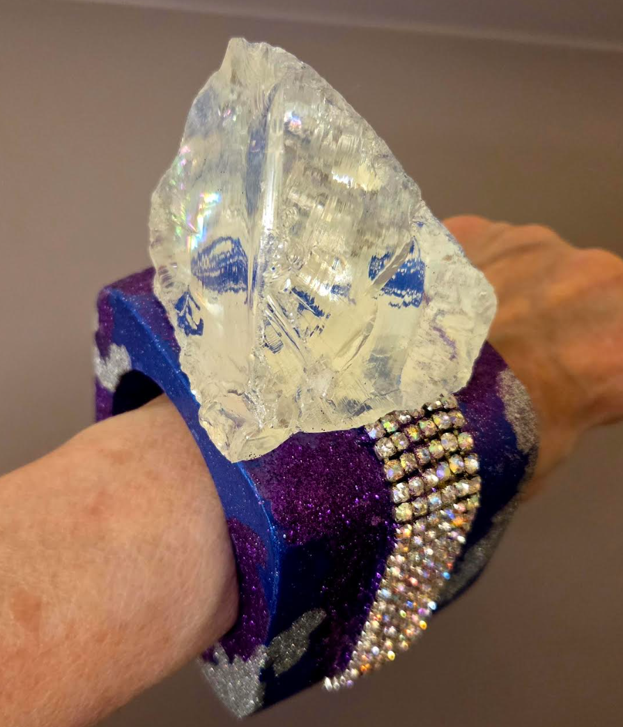 Purple Silver Statement Cuff - Rough Glass Showstopper