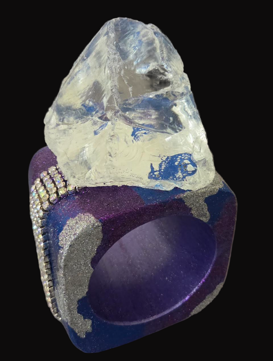 Purple Silver Statement Cuff - Rough Glass Showstopper