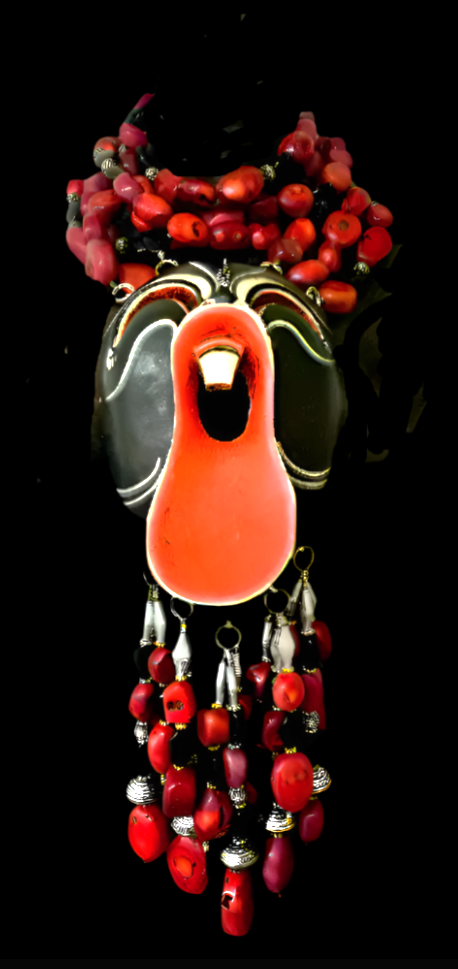 Tribal Mask Chest Piece — Red Coral Theatrical Couture