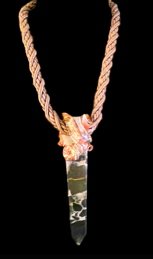 Polka Dot Jasper Tower Pendant - Earthy Unisex Talisman