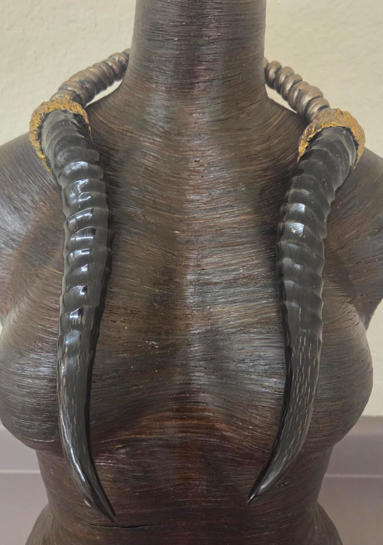 Polished Genuine Springbok Antler Sculpted Torc for Men or Women - Dramatic