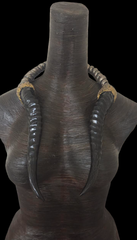 Polished Genuine Springbok Antler Sculpted Torc for Men or Women - Dramatic