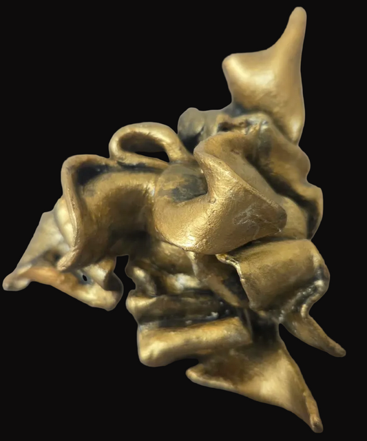 Golden Bronze Squiggly Abstract Industrial Sculpted Hand Ring