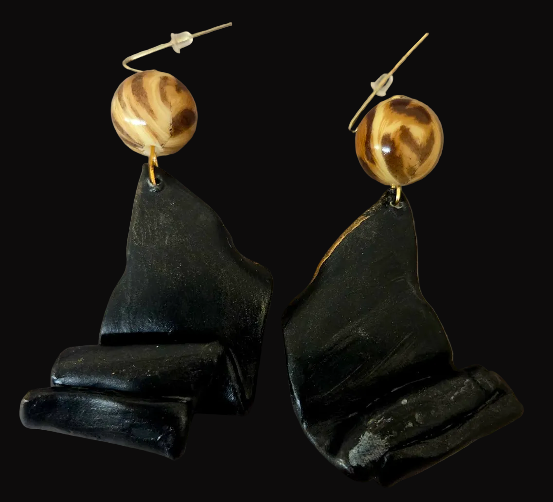 Wild Exotic Ombre & Leopard Sculpted Pierced Earrings - Haute Couture
