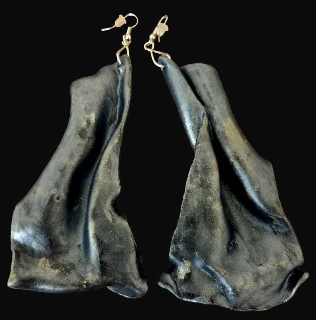 Faux Pewter Art Nouveau Shoulder Duster Earrings - Sensuous