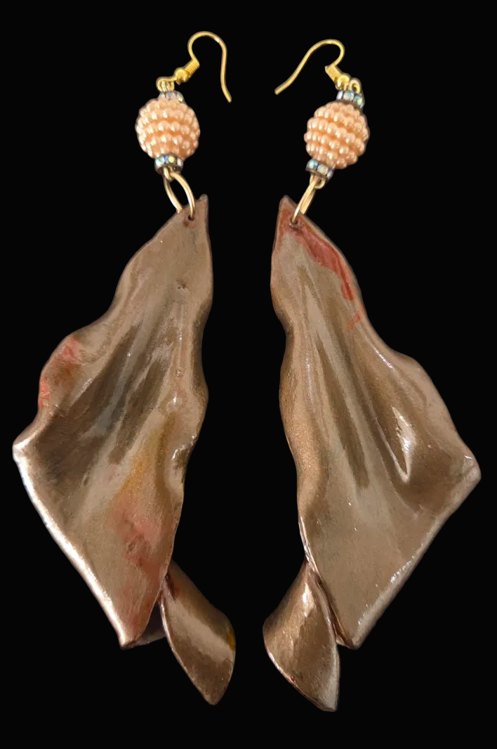 Hand Sculpted Haute Couture Warm Tone Alcohol Ink Shoulder Dusters