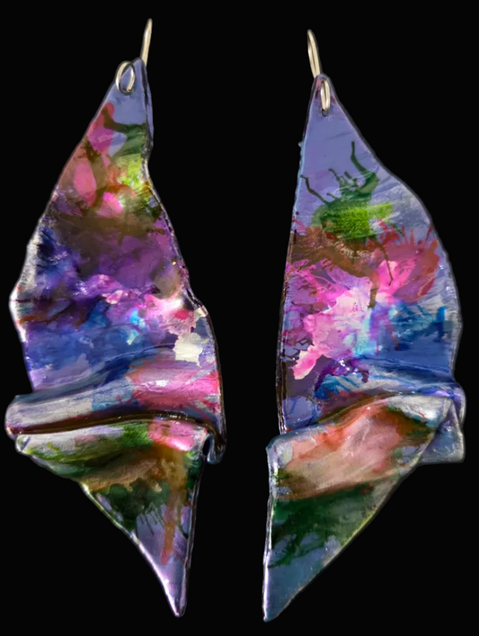 Jewel Tone Alcohol Ink Oversized Sculpted Ear Candy - Exclusive OOAK