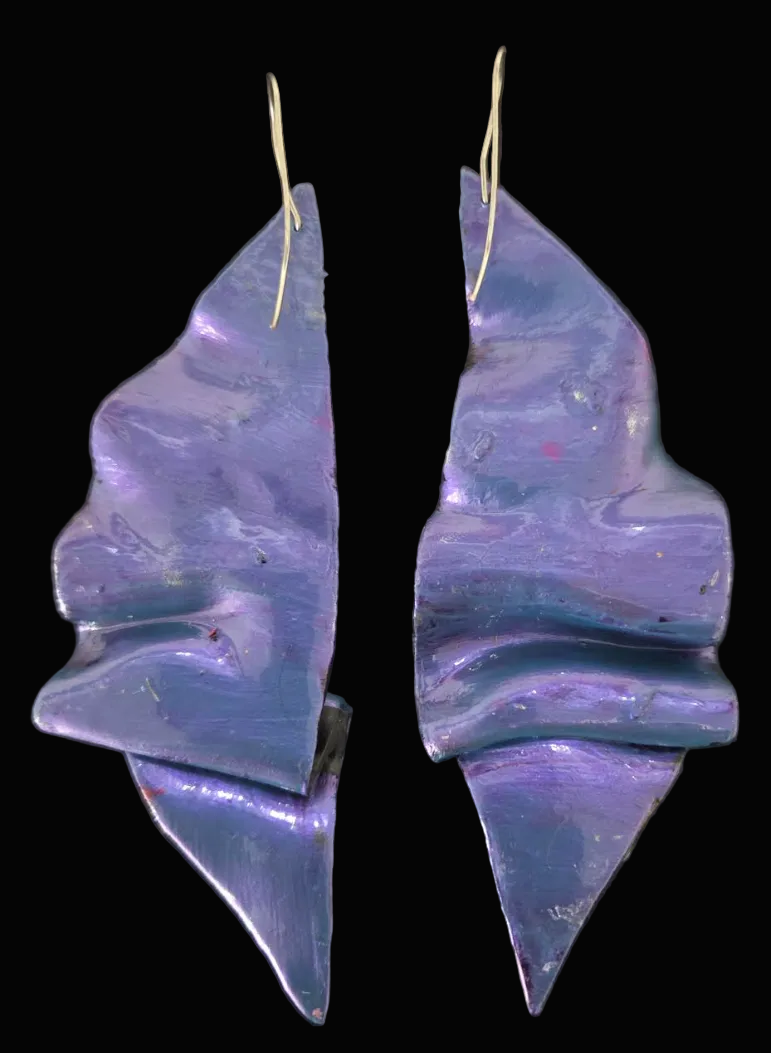 Jewel Tone Alcohol Ink Oversized Sculpted Ear Candy - Exclusive OOAK