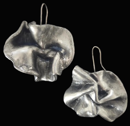 Faux Sterling Silver Abstract Orchid Haute Couture Pierced Earrings