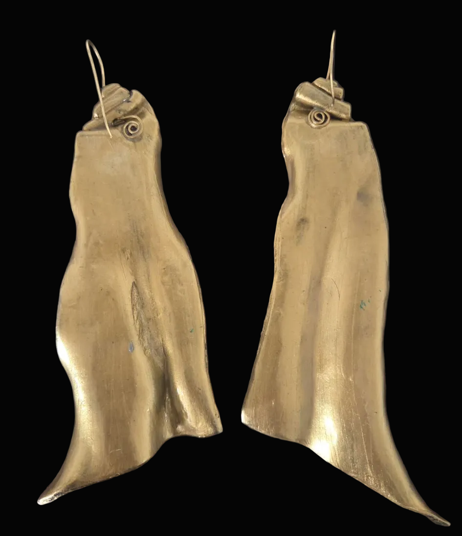 Sculpted Avant Garde Faux Gold Shoulder Duster Pierced Earrings