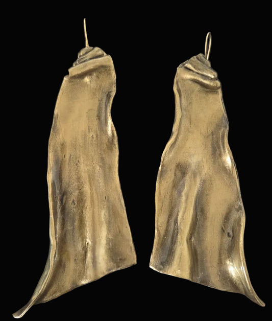 Sculpted Avant Garde Faux Gold Shoulder Duster Pierced Earrings