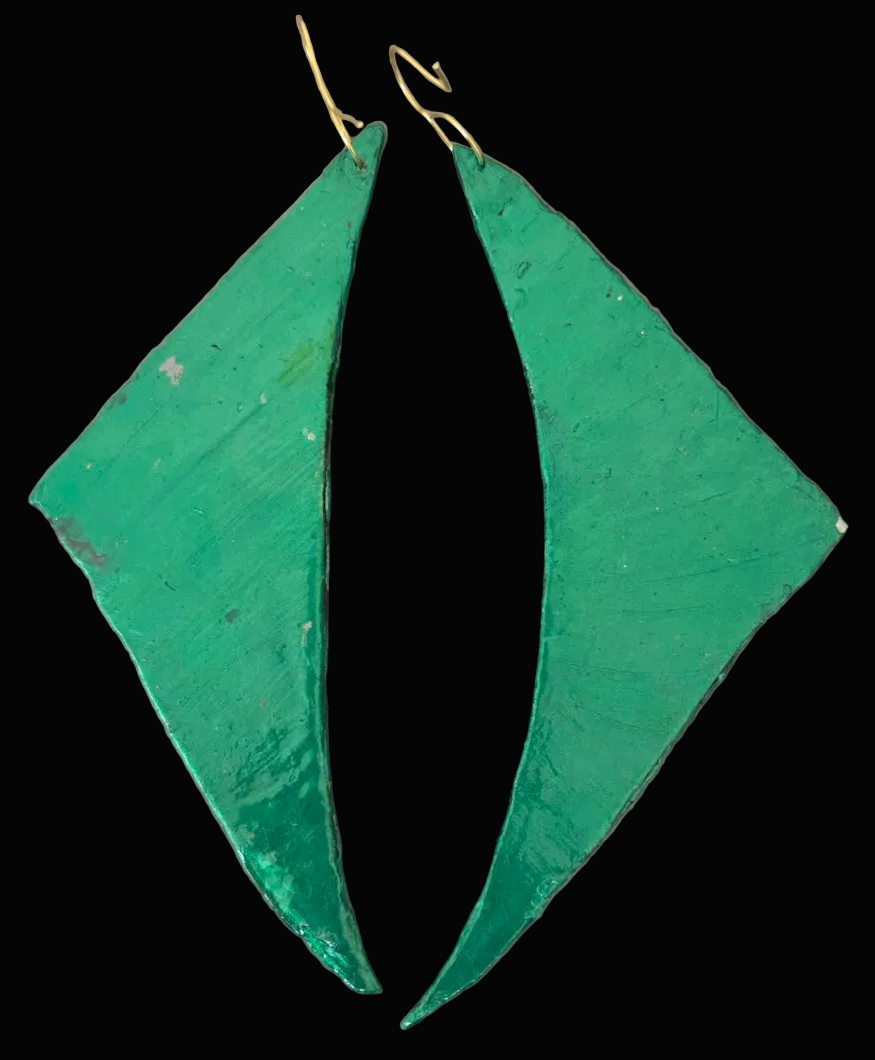Green Metallic Alcohol Ink Hand Sculpted Wing Shoulder Dusters - Sexy