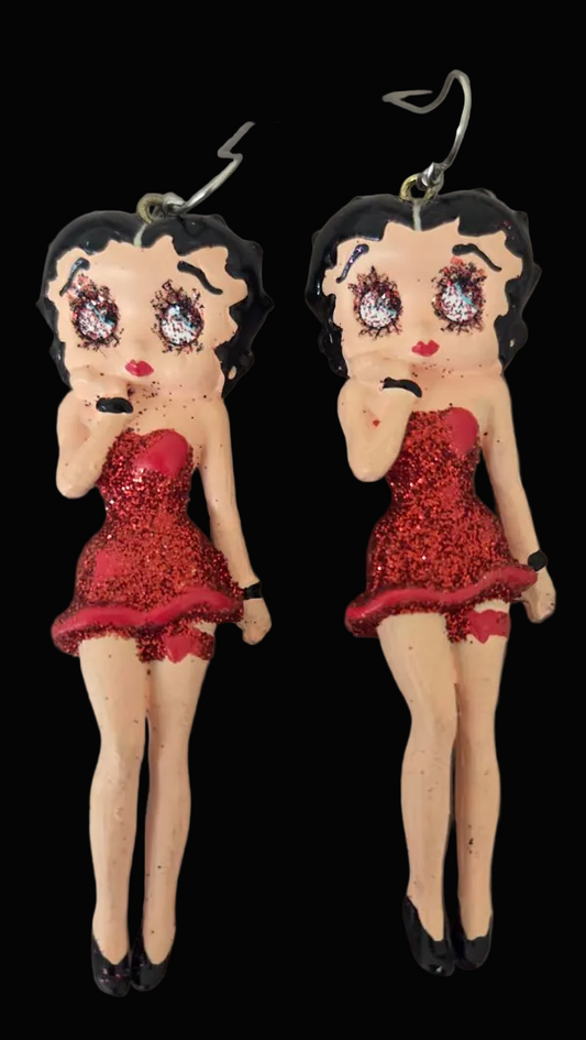Vintage Betty Boop Femme Fatale Figurine Statement Earrings - Whimsy