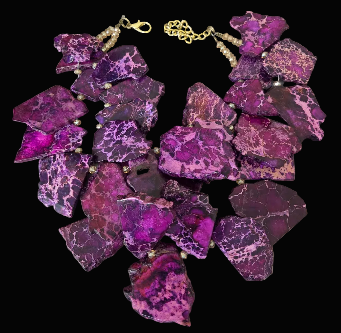 Purple Slab Titanium Quartz & Faceted Crystal Pierced Shoulder Dusters