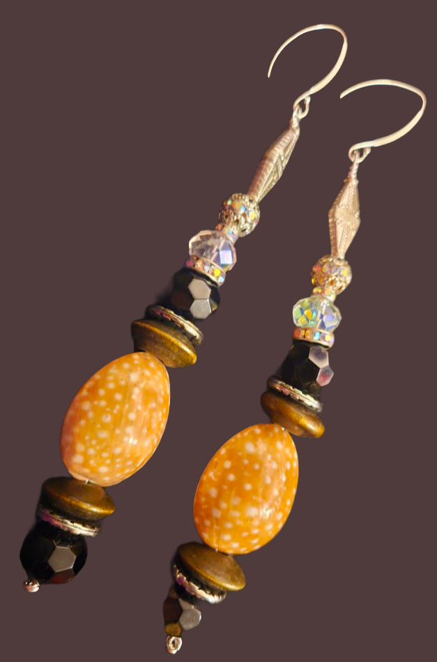 Earthy Shoulder Duster Pierced Statement Earrings with Shells
