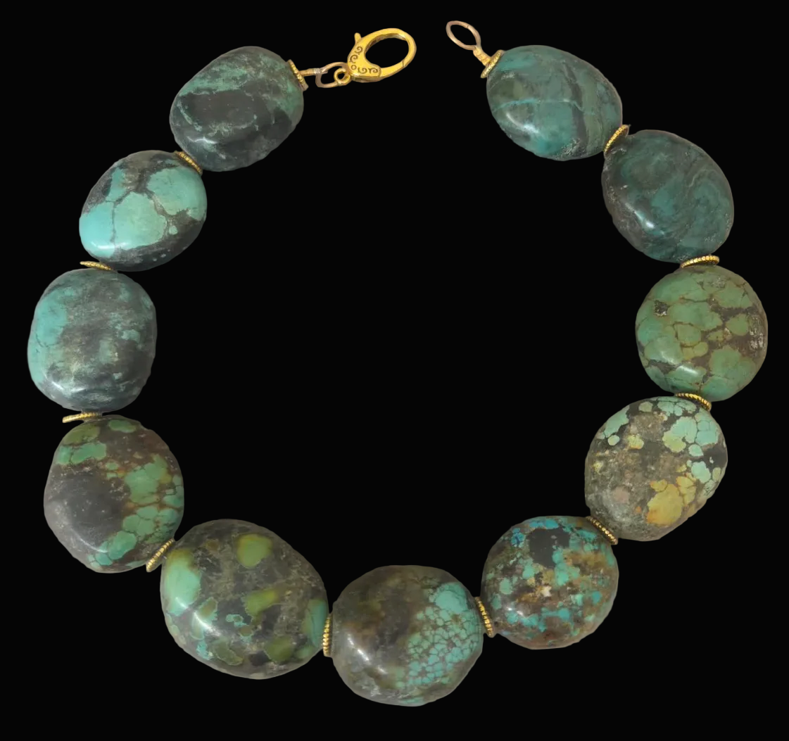 Hubei Turquoise Boulder Western Statement Necklace - Androgynous Style