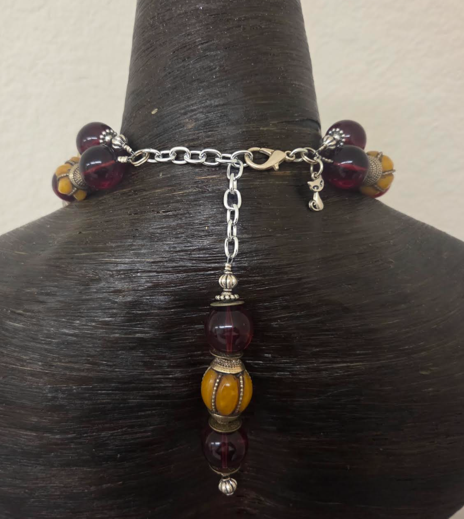 Tibetan Inspired Beaded Kuchi Coin Exotic Tribal Statement Necklace