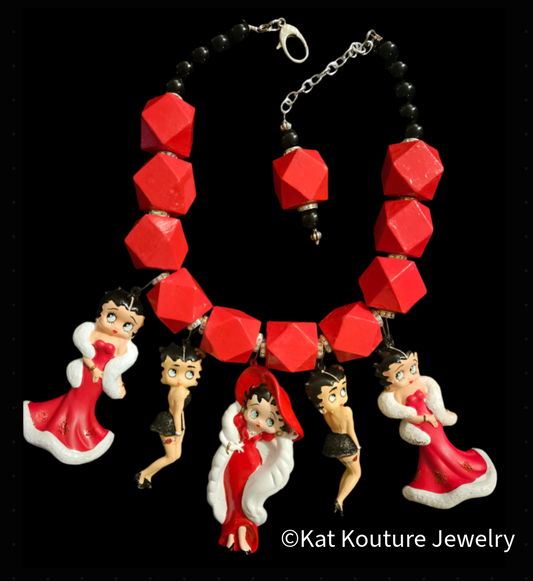 Betty Boop Figurine Statement Necklace - Bold Femme Fatale Neck Candy
