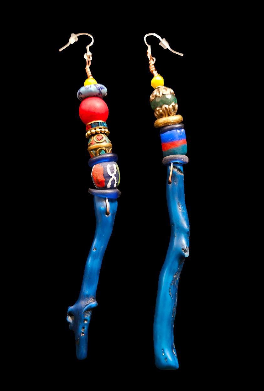 Blue Branch Coral Extra Long Pierced Statement Earrings Casual Attir