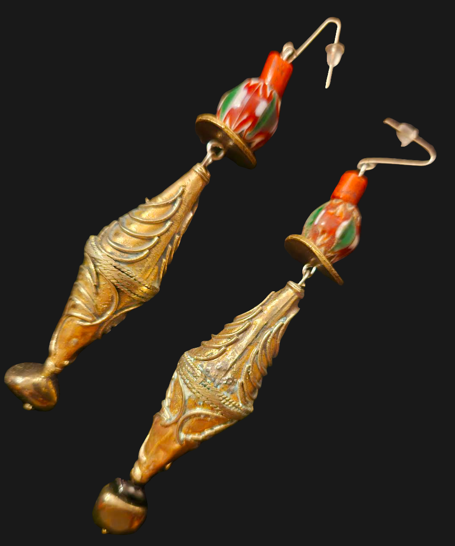 Chevron Beaded Tribal Shoulder Dusters Turkman Tribal Long Pierce