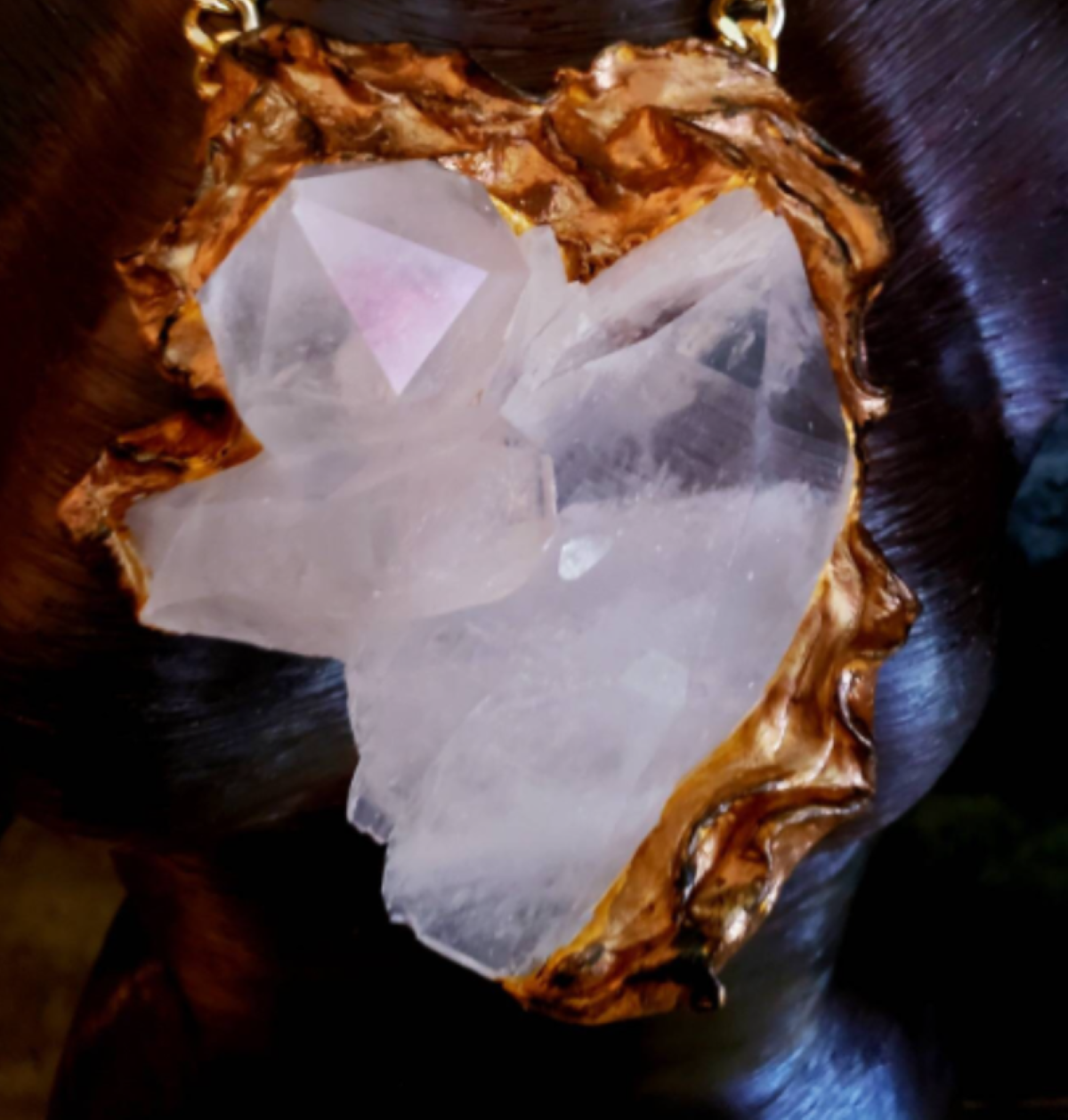 Huge Rough Quartz Chest Piece with Sculpted Baroque Setting Gemmy