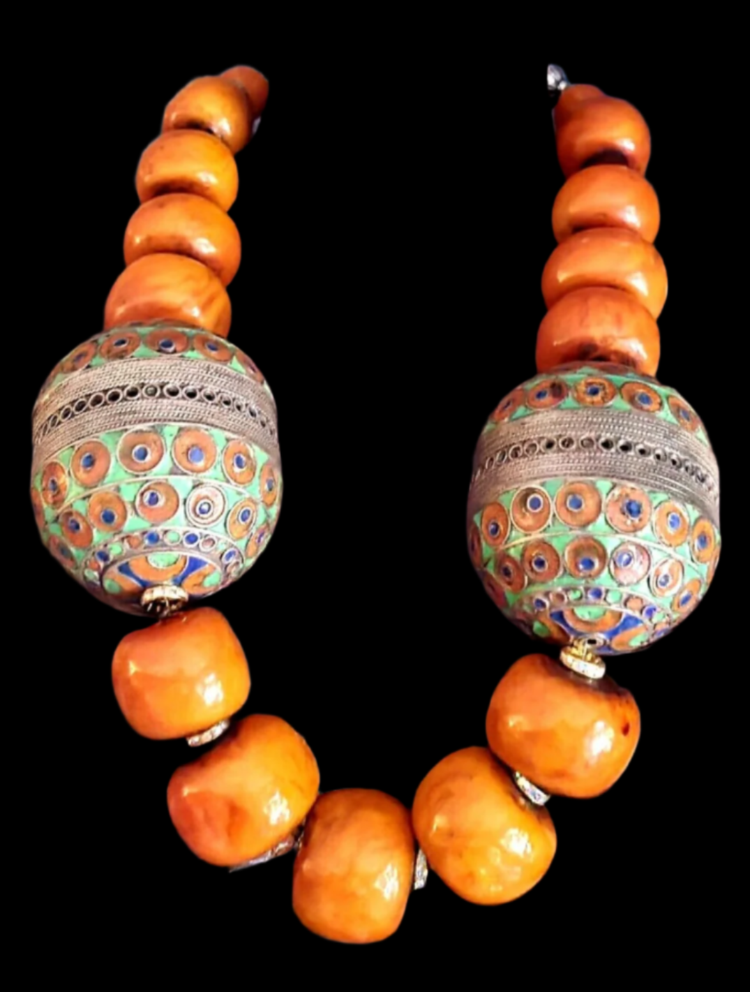 Moroccan Resin & Berber Egg Tribal Beaded Necklace - Haute Couture