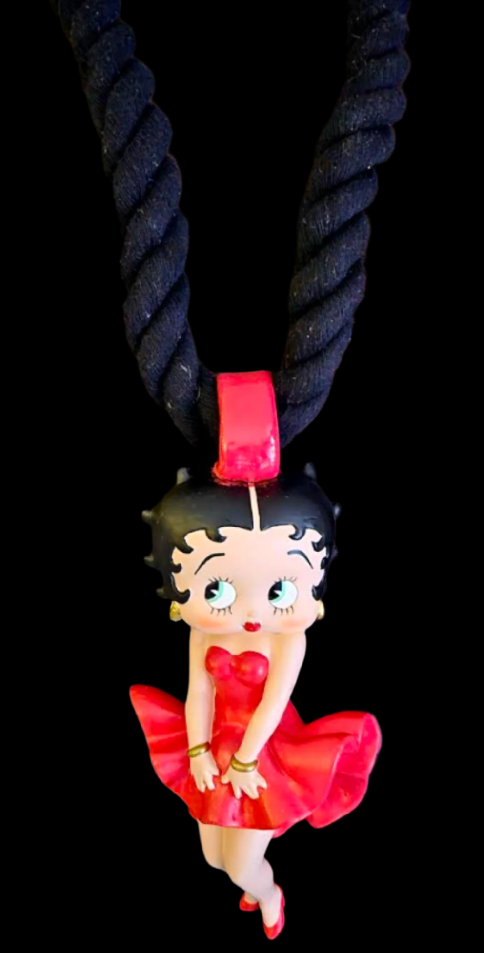 Whimsical Betty Boop Femme Fatale Rope Pendant - Lagenlook