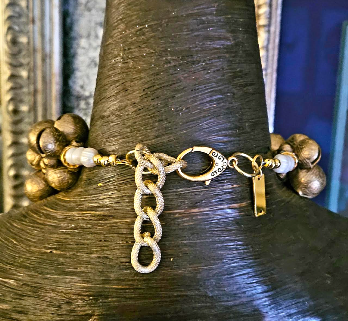 Asian Brass Chime & Tibetan Monkey Statement Luxury Necklace - Exotic