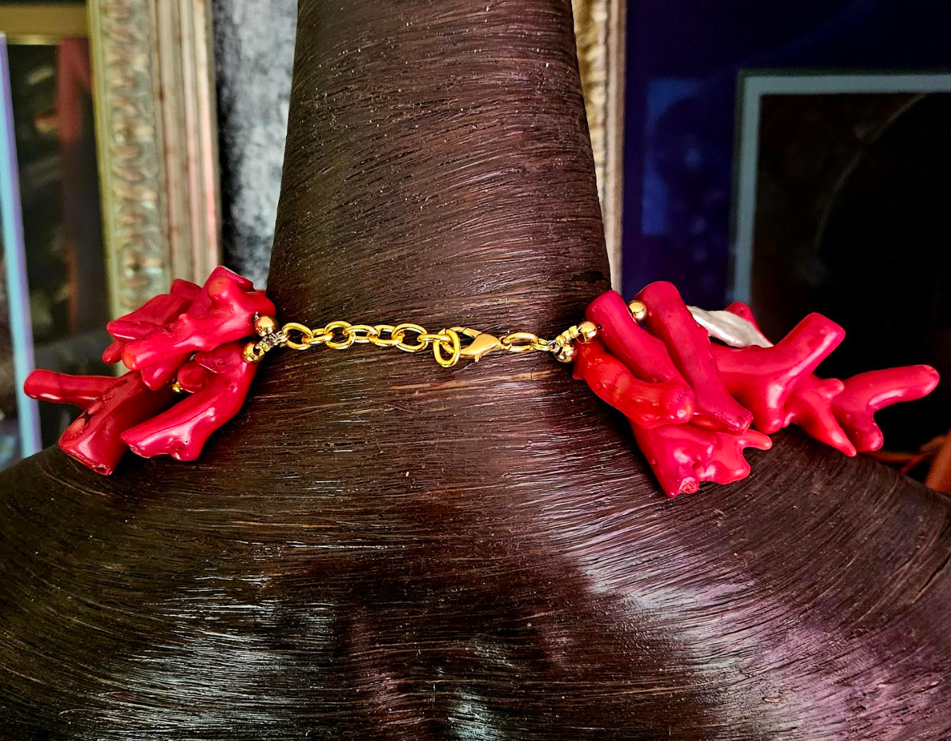 Red Branch Coral & Baroque Pearl Luxury Necklace -Fine Luxury Jewelry