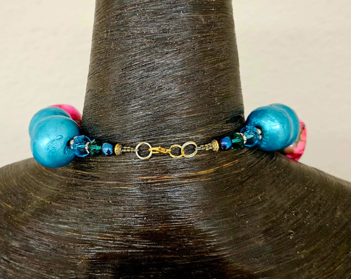 Hand Sculpted Alcohol Ink Statement Necklace - Luxe Wearable Art