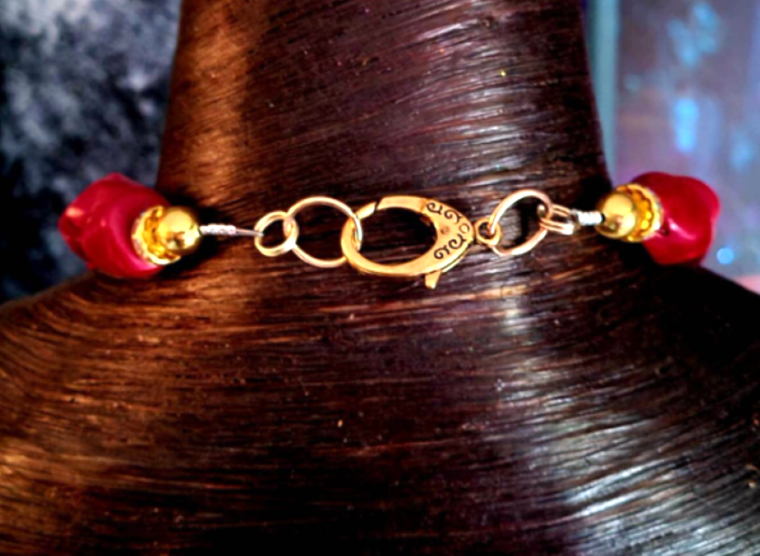 Luxury Tribal Beaded Statement Necklace - Double Dragon Brass Pendant