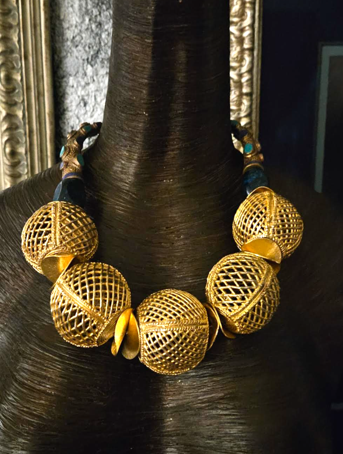 Lost Wax Brass Oversized Orb Luxury Statement Necklace - African