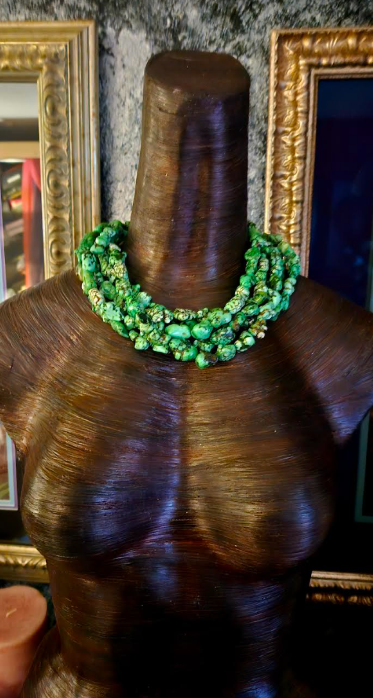 Variegated Green Howlite Nugget Multi Strand Statement Luxury Necklace