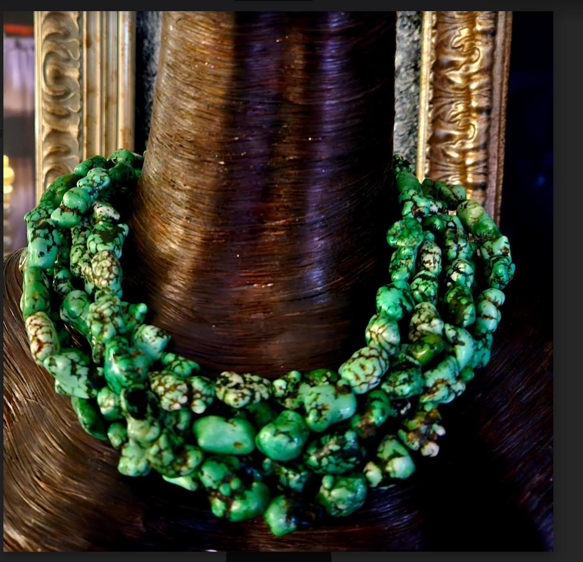 Variegated Green Howlite Nugget Multi Strand Statement Luxury Necklace
