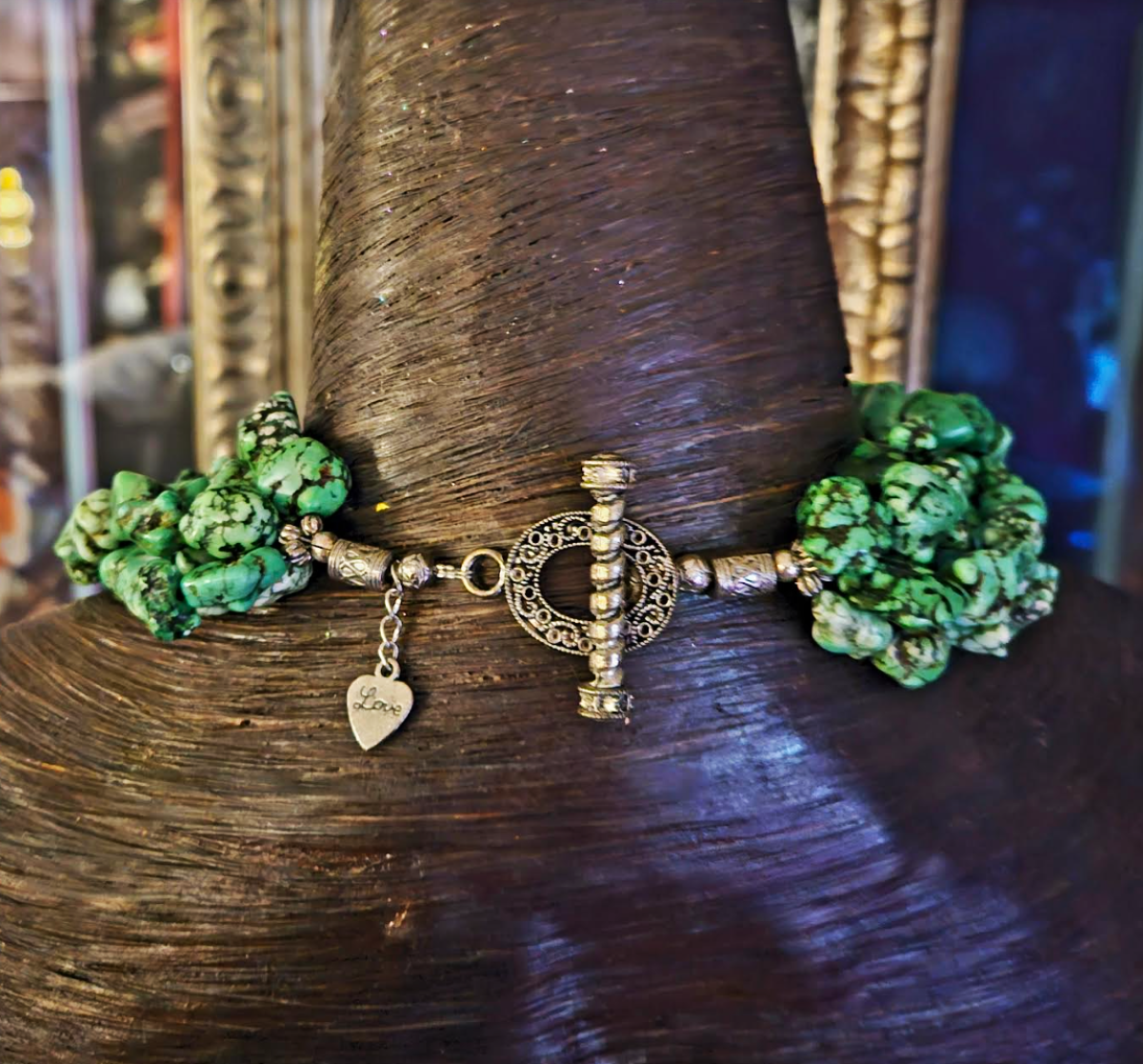 Variegated Green Howlite Nugget Multi Strand Statement Luxury Necklace