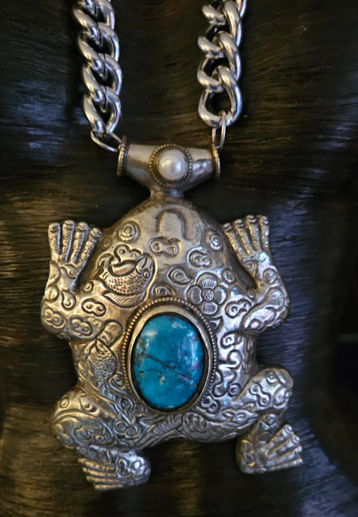Huge Tibetan Respousse Frog Statement Gemstone Pendant, Hip Hop Inspir