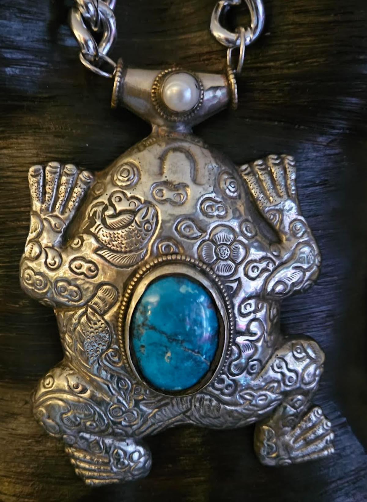 Huge Tibetan Respousse Frog Statement Gemstone Pendant, Hip Hop Inspir