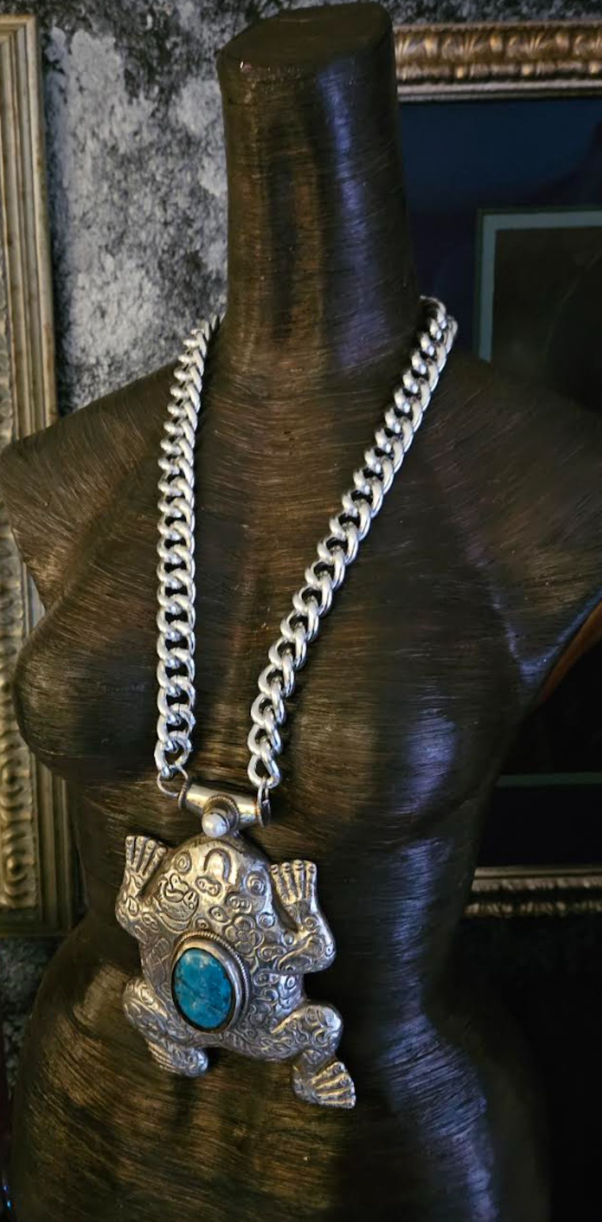 Huge Tibetan Respousse Frog Statement Gemstone Pendant, Hip Hop Inspir