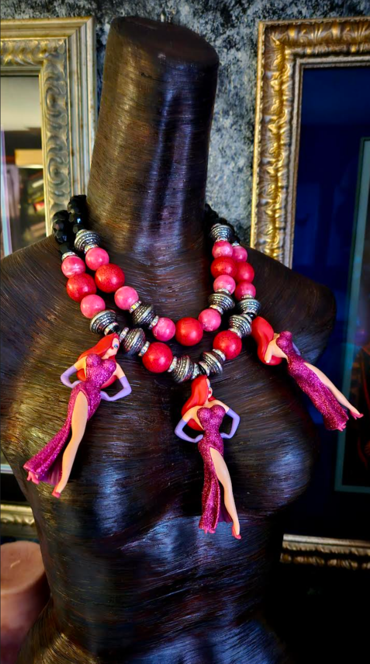 Jessica Rabbit Oversized Beaded Statement Luxury Necklace, Femme Fatal