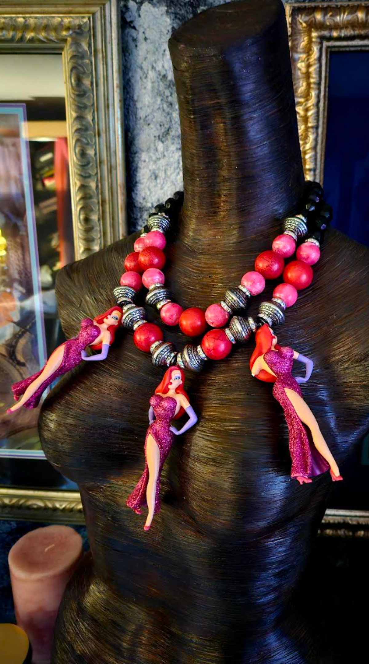 Jessica Rabbit Oversized Beaded Statement Luxury Necklace, Femme Fatal