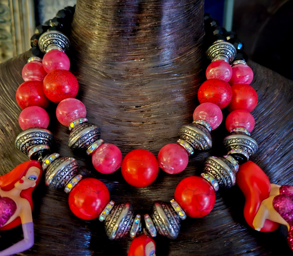 Jessica Rabbit Oversized Beaded Statement Luxury Necklace, Femme Fatal
